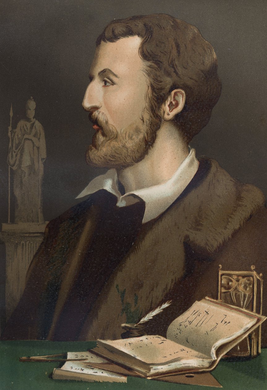 Portrait de Jérôme Cardan en italien Gerolamo Cardano (Cardanus Hieronymus) Médecin, mathématicien, philosophe et astrologue italien (Pavie) - Unknown artist