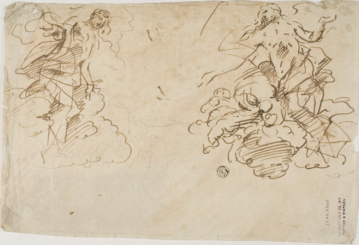 Deux figures dans les nuages - Unknown Italian