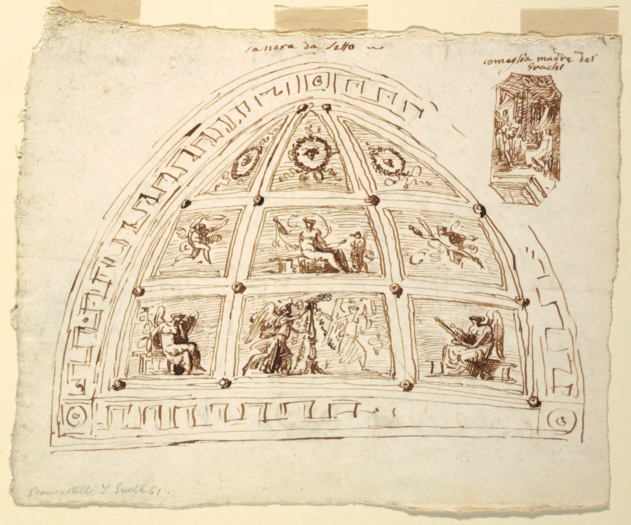 Dessin, décoration de la voûte du plafond, chambre à coucher, salle Cornelia du Palazzo Cavina, Faenza, 1816 - Unknown artistUnknown artist