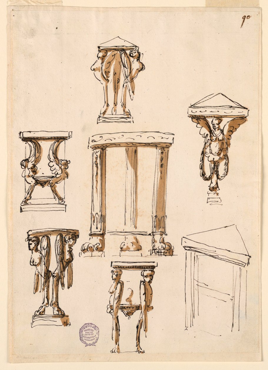 Dessin, tables de console, vers 1800 - Unknown artistUnknown artist
