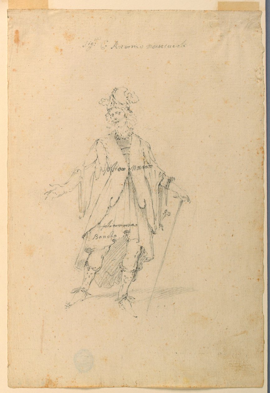 Dessin, création de costumes : Un homme en tenue fantastique pour un ballet, vers 1720 - Unknown artistUnknown artist
