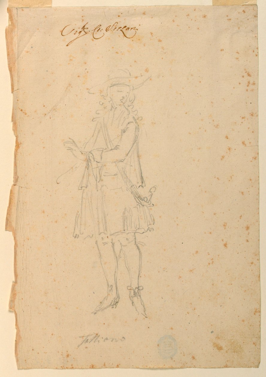 Dessin, création de costumes : Un homme du monde pour un ballet, vers 1720 - Unknown artistUnknown artist