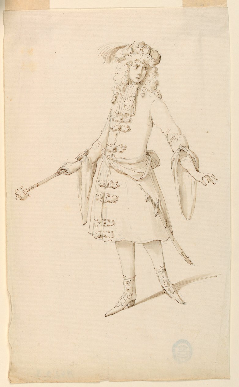 Dessin, création de costumes : Un noble, un roi ou un prince pour un ballet, vers 1720 - Unknown artistUnknown artist
