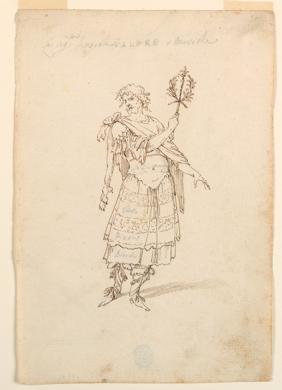 Dessin, création de costumes : Valor et Musique pour un ballet, vers 1720 - Unknown artistUnknown artist