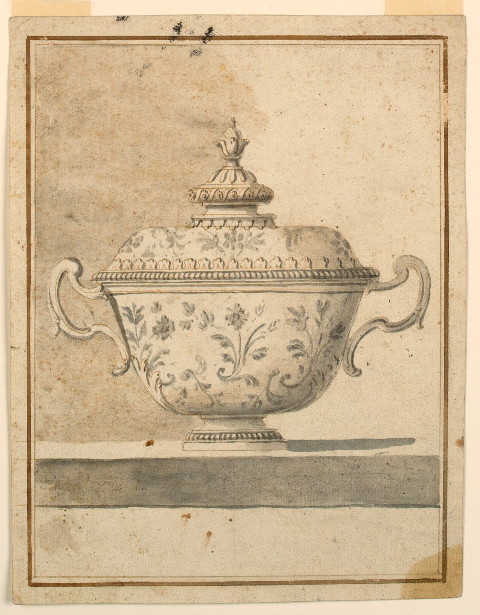 Dessin, plat couvert en céramique, 1750-90 - Unknown artistUnknown artist