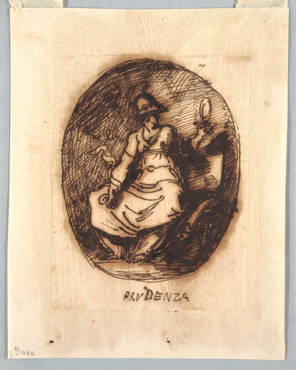 Dessin, projet décoratif avec Prudence dans un ovale, vers 1780 - Unknown artistUnknown artist