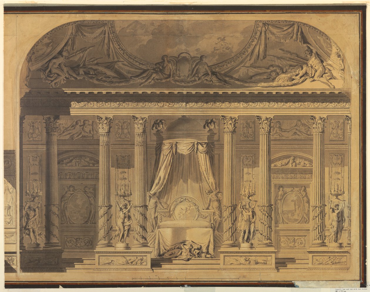 Dessin, projet de chambre à coucher, Hôtel de Mailly-Nesle, Paris, 1770-80 - Unknown artistUnknown artist