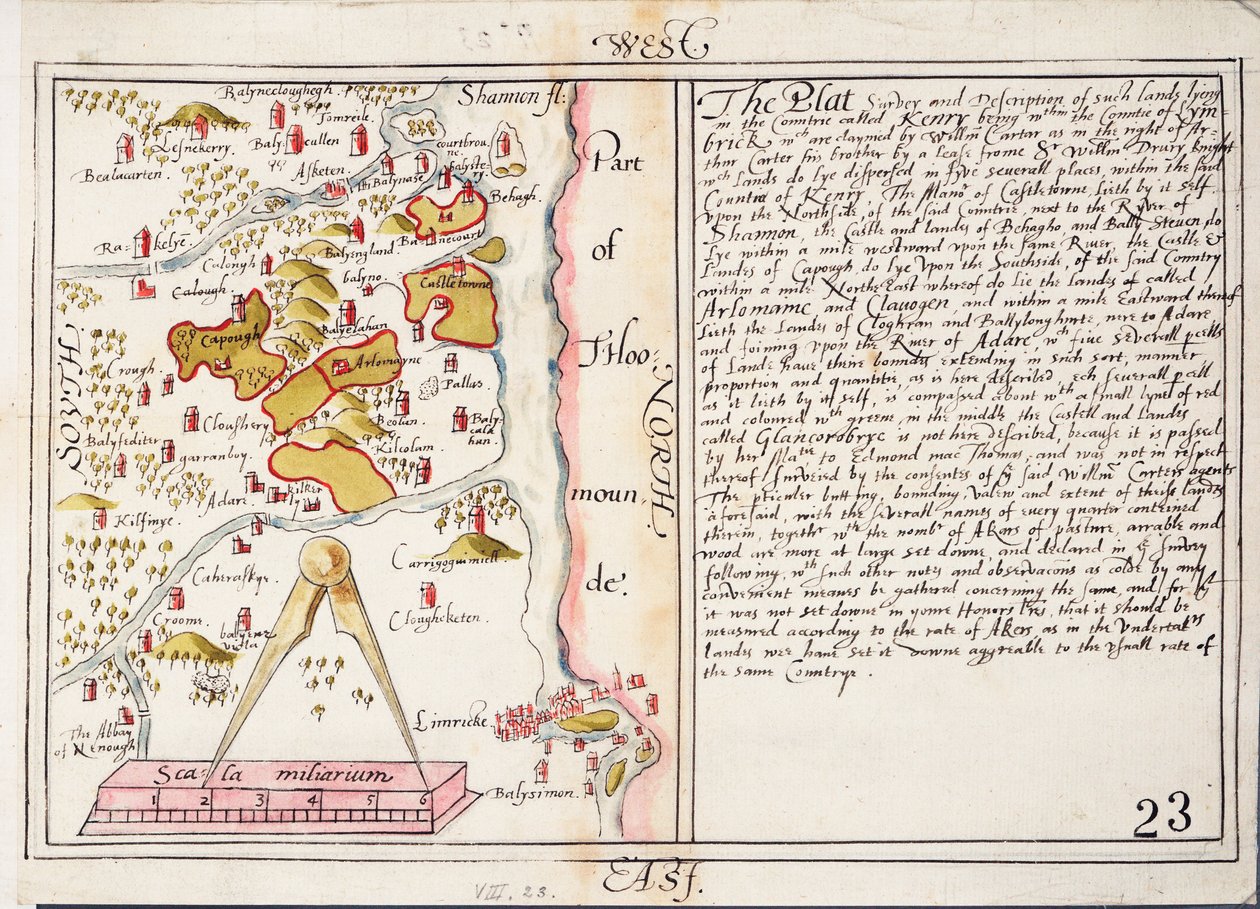 Carte du comté de Limerick, Irlande, 16ème siècle, c.1588 - Unknown artist