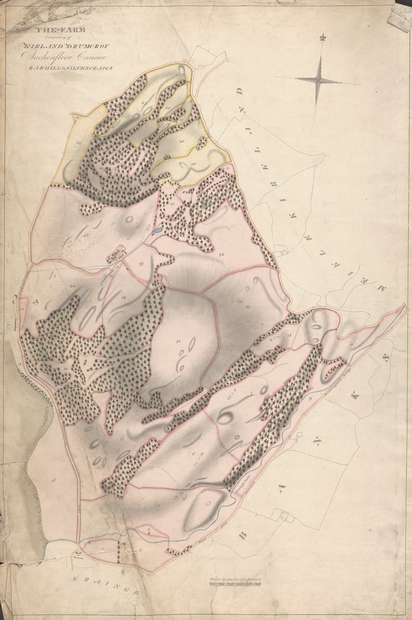Une collection de relevés des domaines écossais du comte de Selkirk : La ferme composée de Kirkland Drumcroy, Auchenfloor, Cannee, Barhill et Silvercraigs (anciennement Nuntons) - Unknown artist