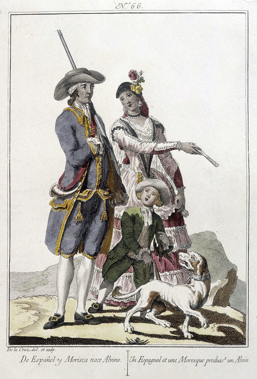 Un Espagnol et un Maure donnent naissance à un alvin - gravure - Unknown artist