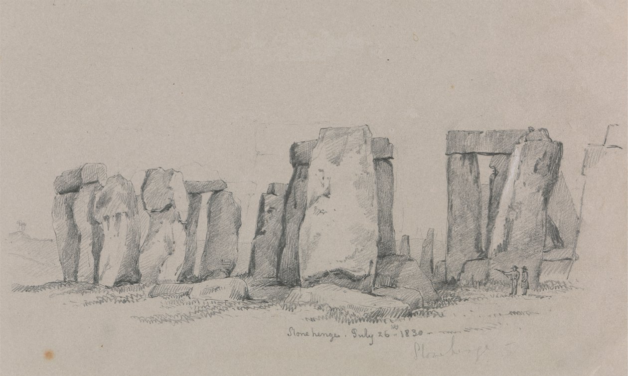 Vue de Stonehenge avec deux figures au premier plan - Unknown artist