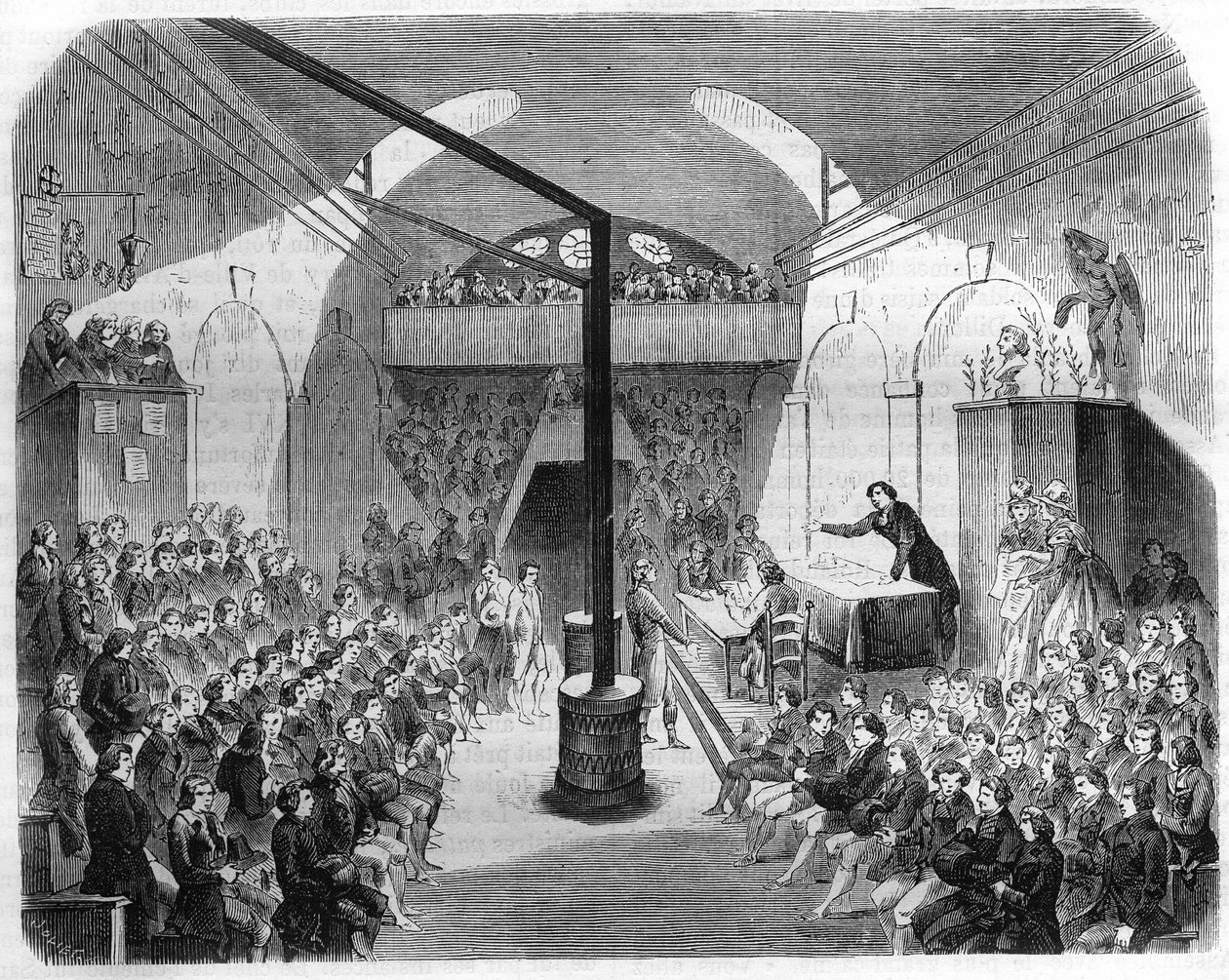 Eine Sitzung im Klub der Jakobiner während der Revolution von 1789. Gravur von 1844 von Unknown artist