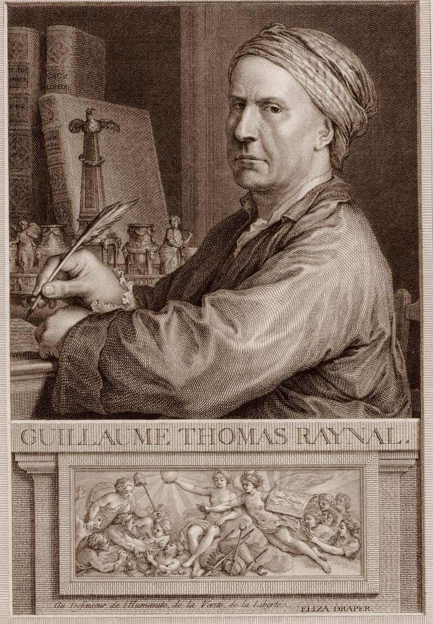 Abbé Guillaume Thomas Raynal (1713-1796) écrivain anglais gravure d