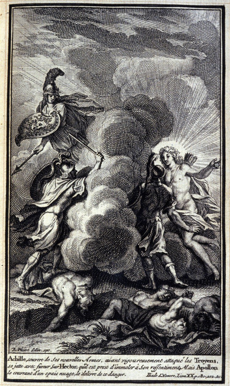 Achille attaque Hector avec fureur (Illustration de l