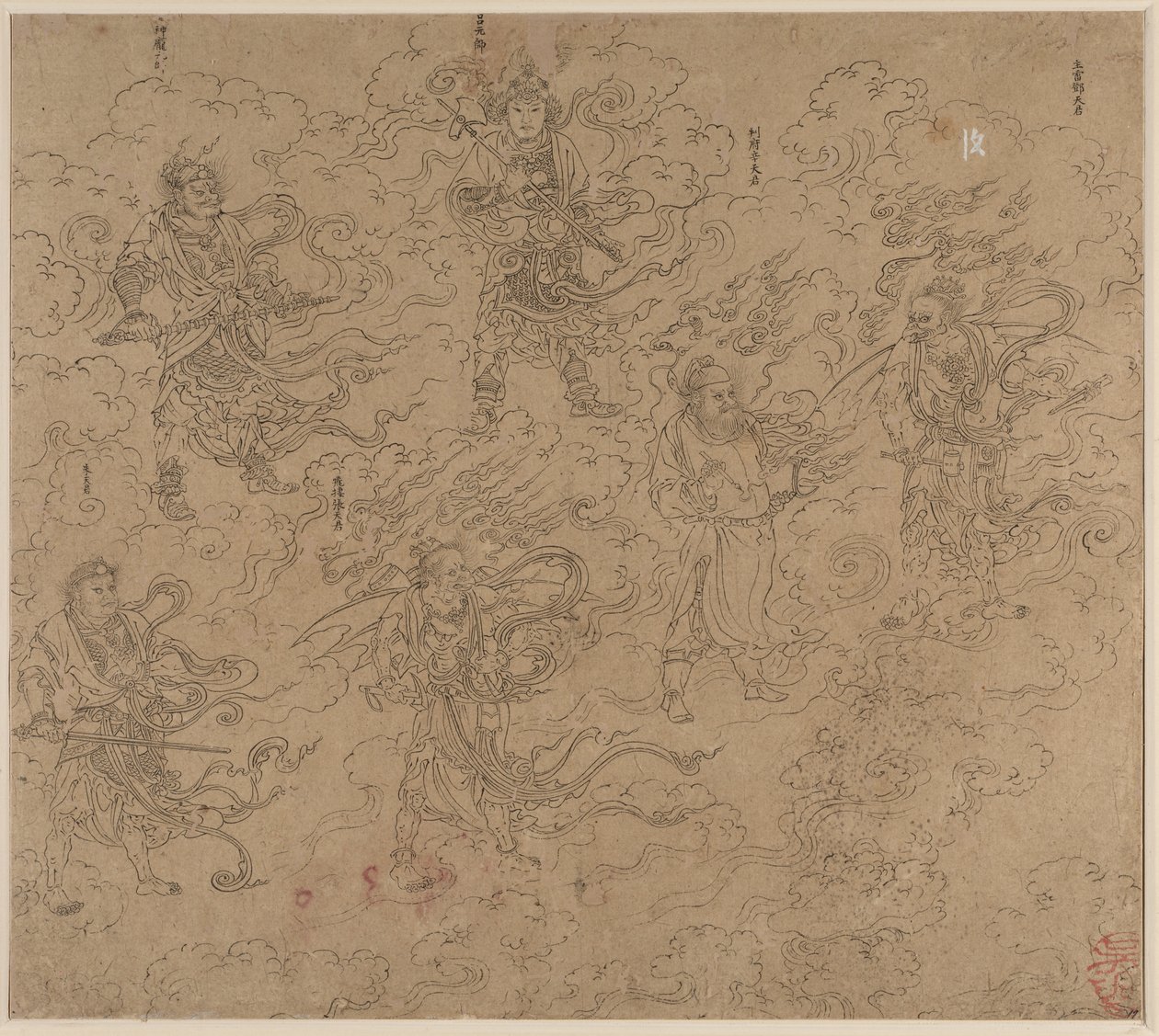 Album de thèmes taoïstes et bouddhistes : Procession de divinités taoïstes : Feuille 19 - Unknown artist