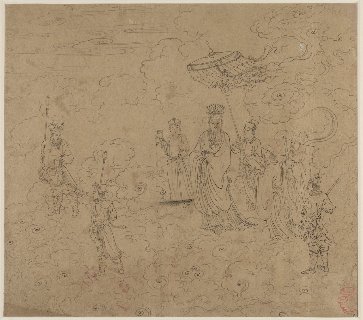 Album de thèmes taoïstes et bouddhistes : Procession des divinités taoïstes : Feuille 8 - Unknown artist