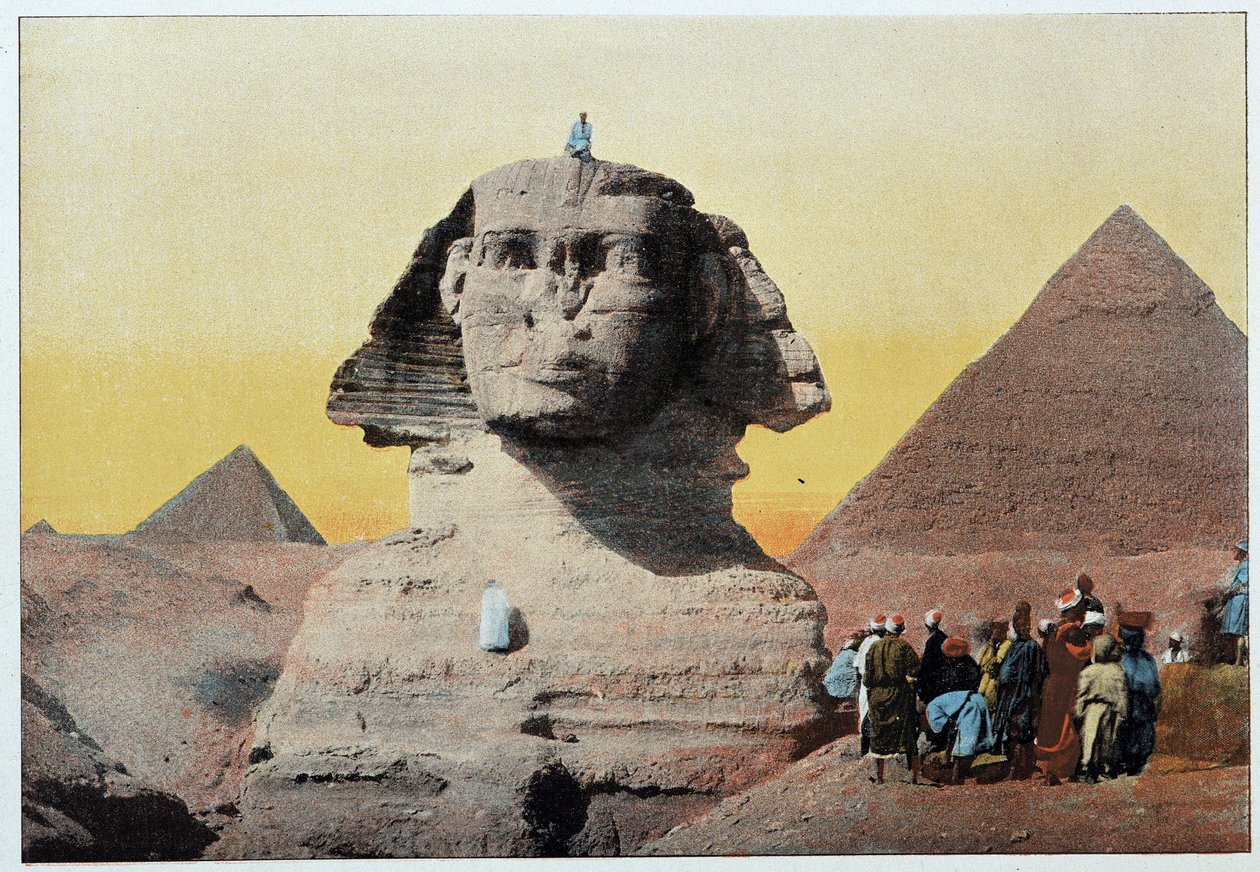 Égypte ancienne : le sphinx et les pyramides de Gizeh. Fin du 19ème siècle - Unknown artist