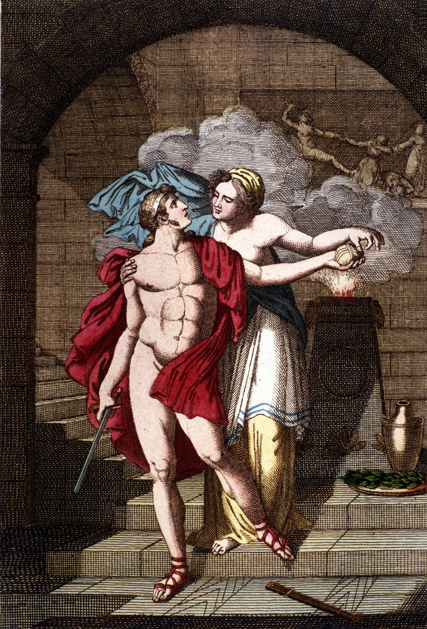 Ariane donne à Thésée le fil pour qu