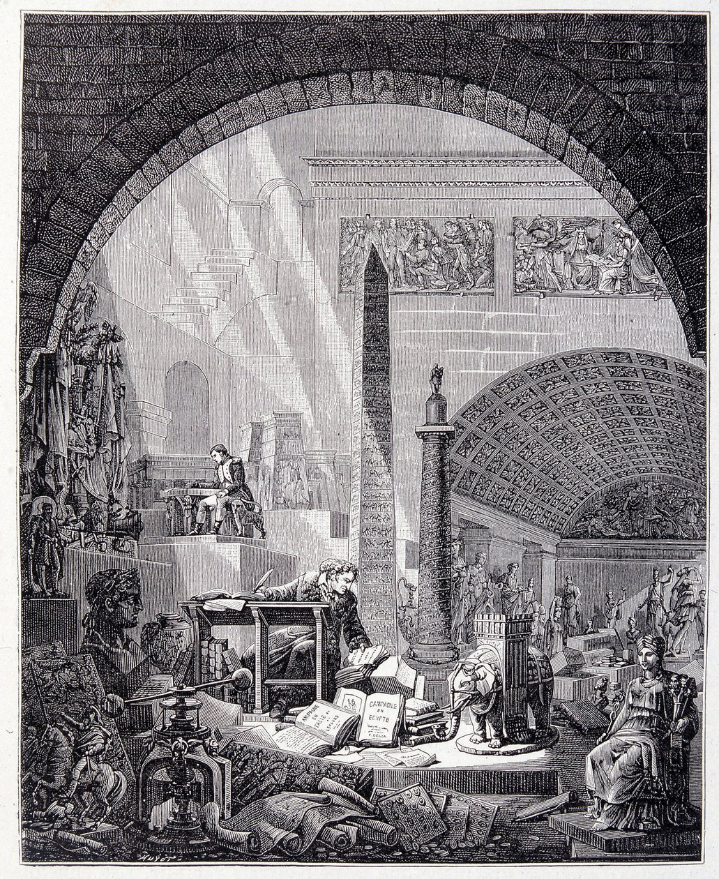 Baron Dominique Vivant-Denon à son bureau, entouré d