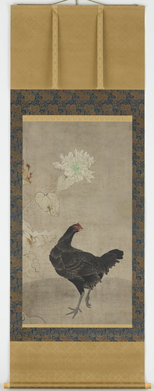 Poule noire et un tournesol - Unknown artist