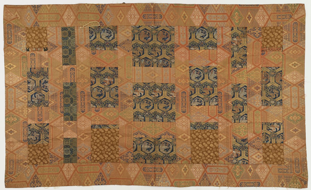 Brocade, soie. Robe de moine bouddhiste, patchée; kesa 袈裟 - Unknown artist
