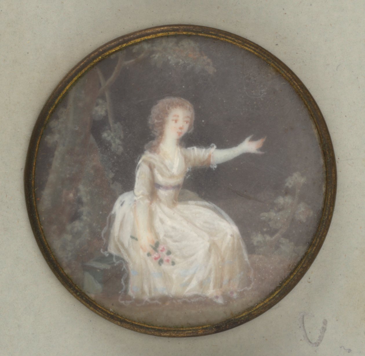 Bouton avec dame peinte - Unknown artist