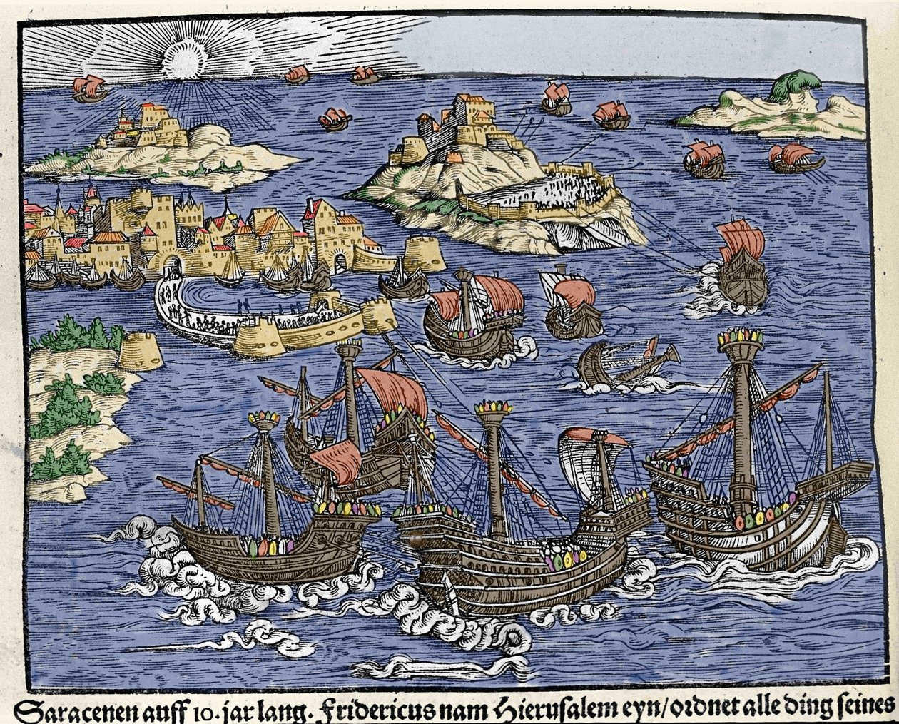 Capture de Jérusalem par les armées sarrasines en février 638. Dans « Den Edlen Strengen Besten Fromen » par Johann Stumpff - Unknown artist