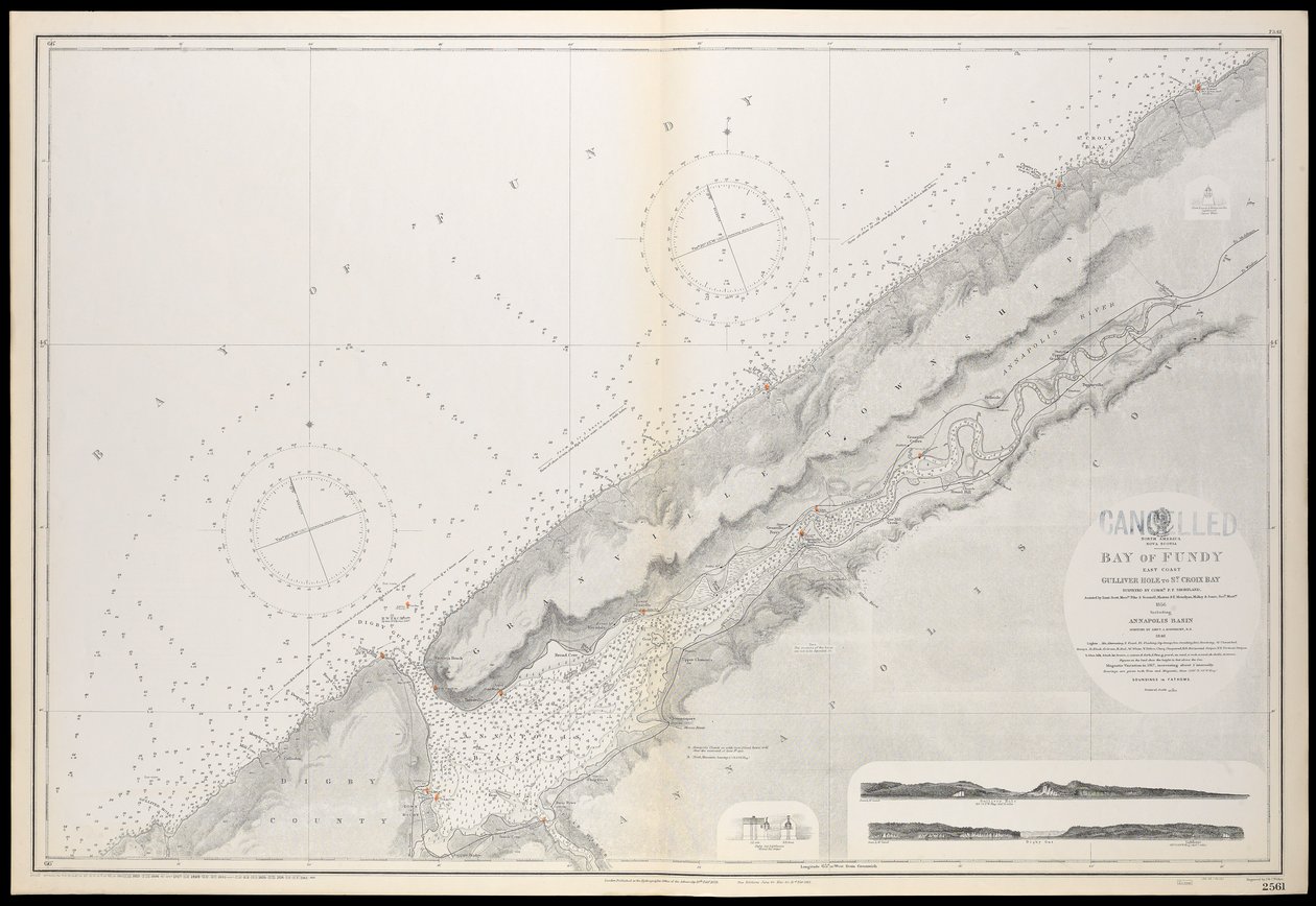 Carte de la Nouvelle-Écosse, baie de Fundy, Gullivers Hole à St Croix Bay, publiée pour la première fois le 10 février 1858 - Unknown artist