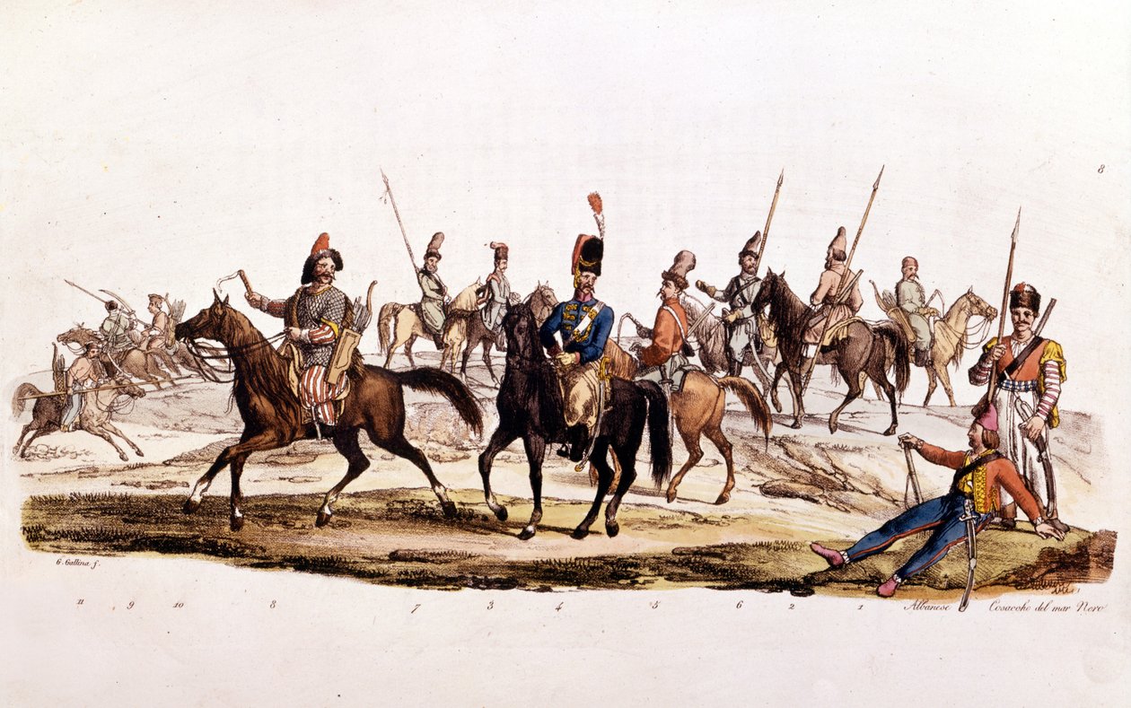 Cosaques : 1er 2ème Cosaques 3ème Cosaque du Don 4ème Officier Cosaques du Don 5ème Cosaque Chernomowskij 6ème Cosaque de l