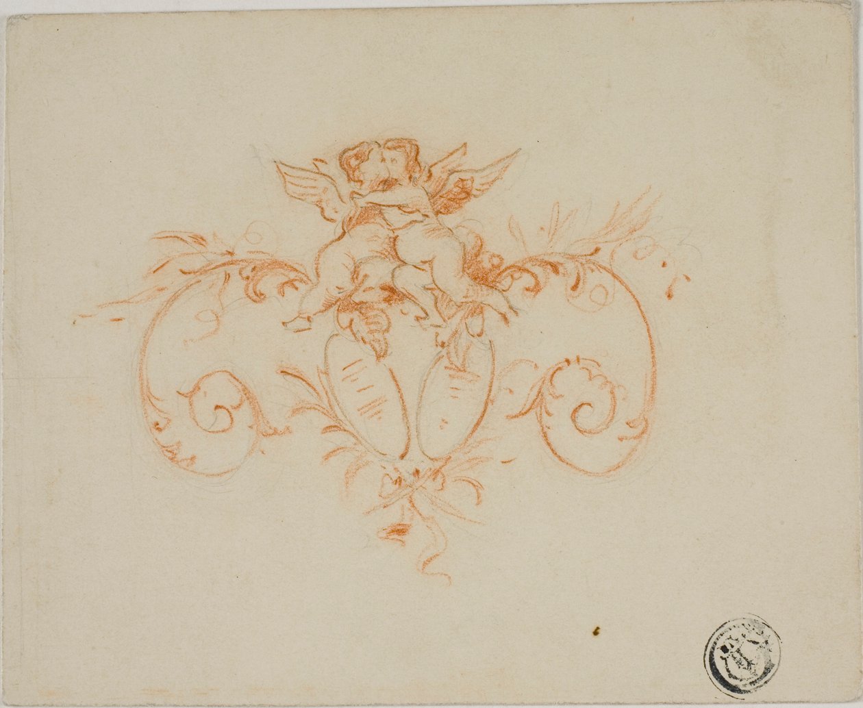 Rouleaux décoratifs avec deux amours - Unknown artist