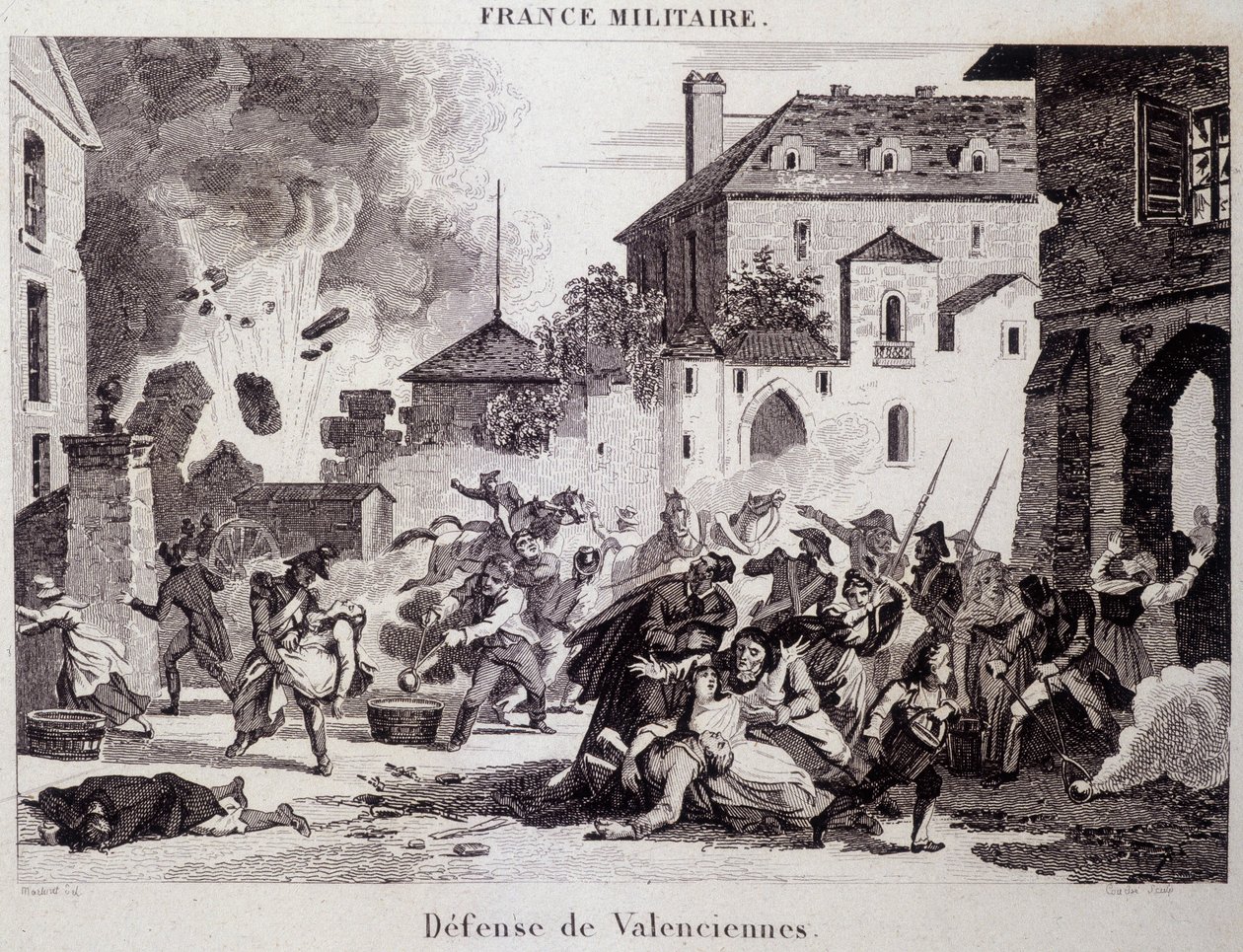 Défense de Valenciennes (par les Républicains contre les Britanniques et les Autrichiens en 1794). Gravure du 19ème siècle - Unknown artist