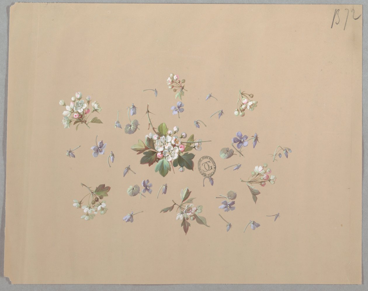 Conception pour papier peint et textiles : Fleurs - Unknown artist