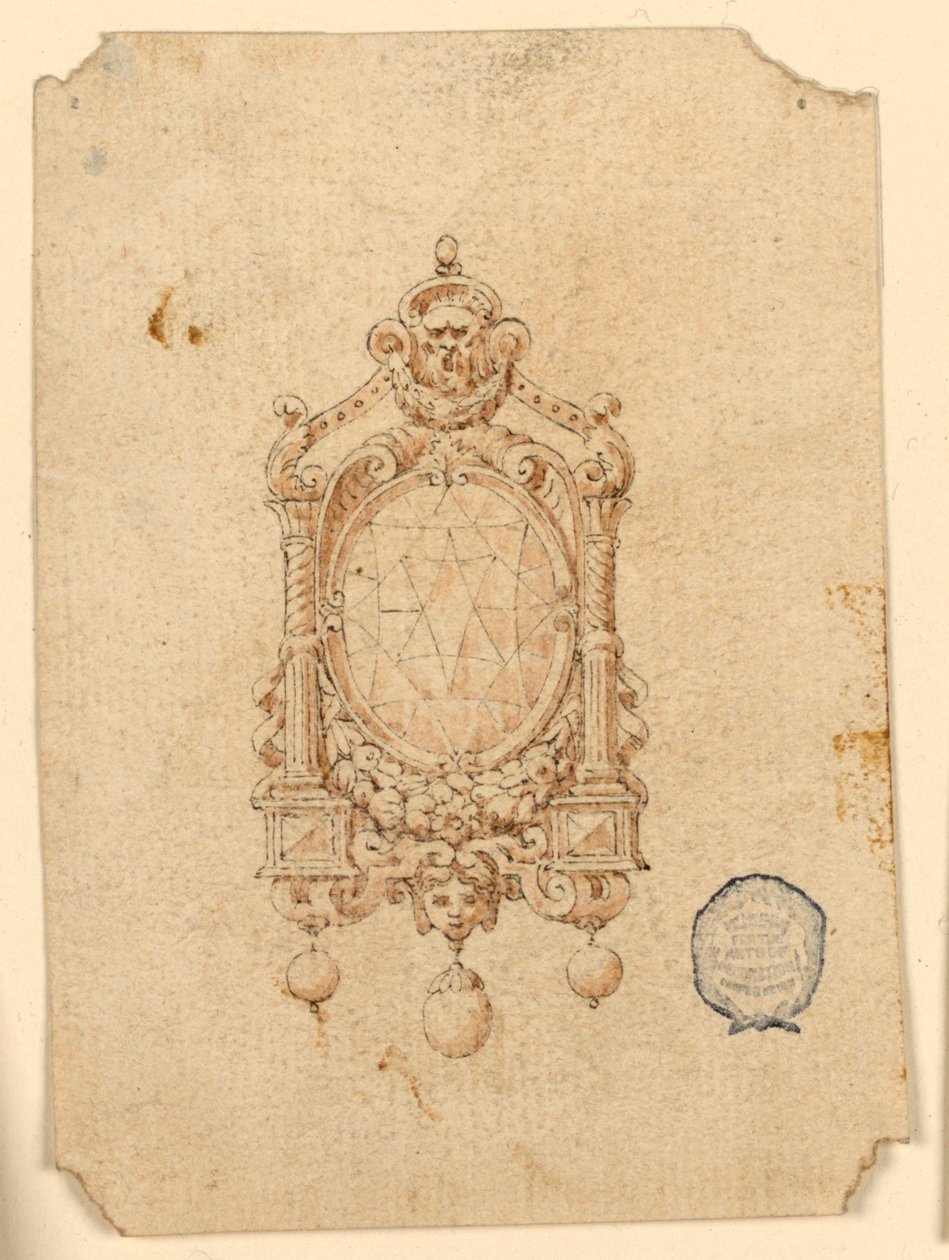 Conception pour une broche avec diamant ovale - Unknown artist