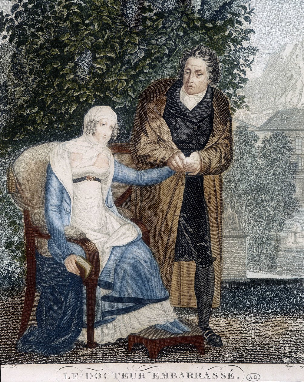 Docteur embossé (devant une femme malade) - Unknown artist
