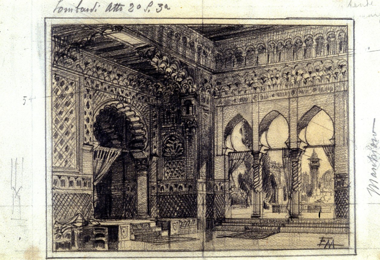 Dessin pour le décor de la scène 3 de l