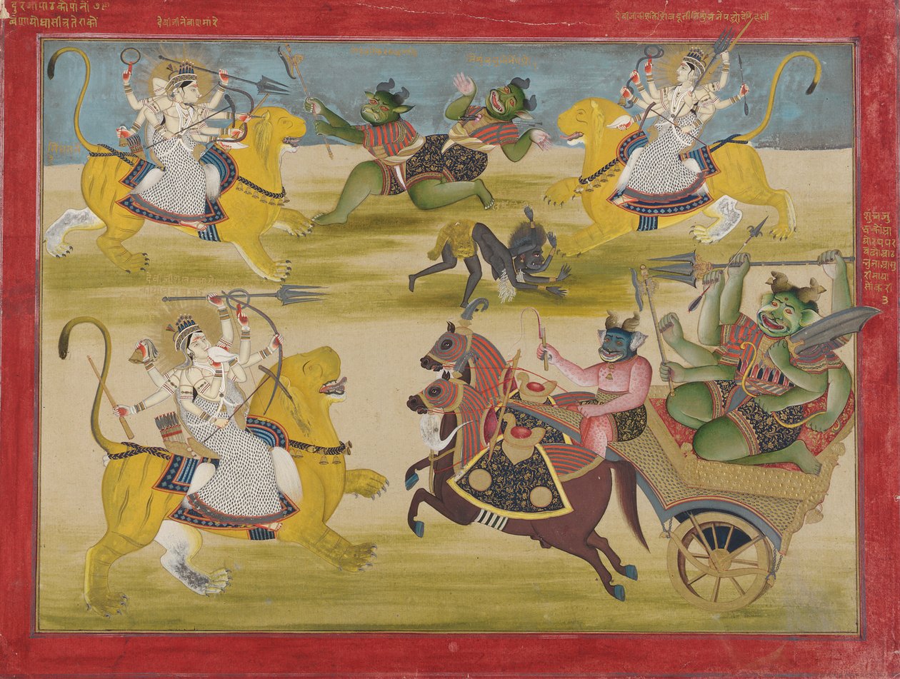 Durga combattant les rakshashas Shunga et Nishunga, du Devi Mahatmya - Unknown artist