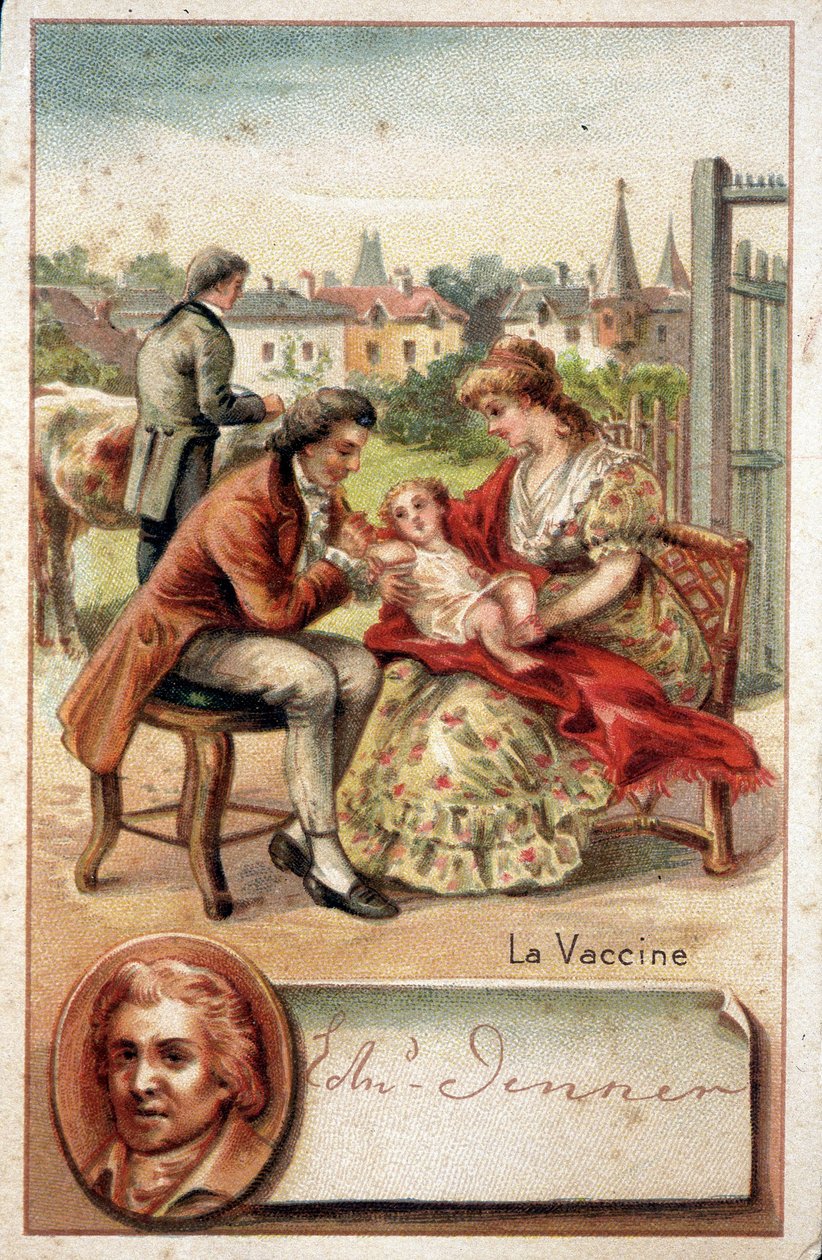 Edward Jenner (1749-1823), médecin anglais, inocule un enfant avec le virus de la variole en 1796 - Unknown artist