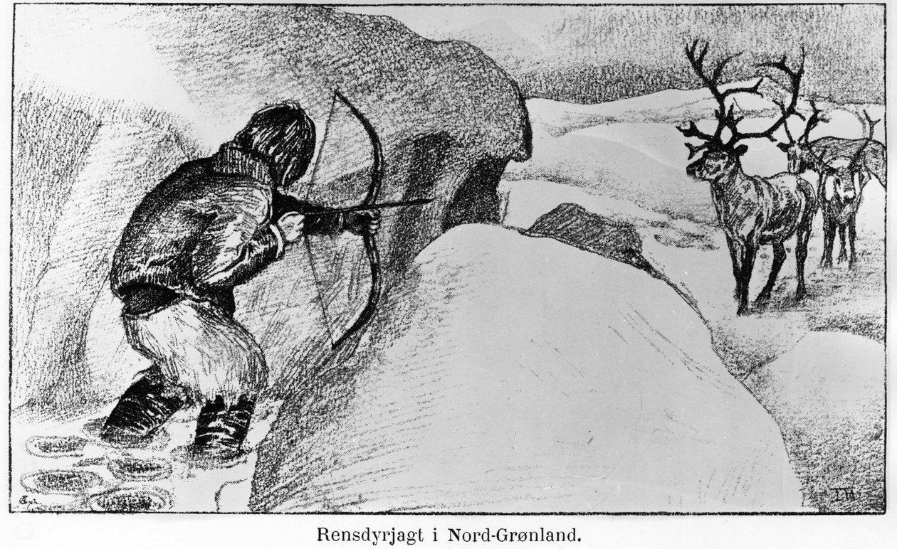 Esquimau chassant le gibier avec un arc - Ervin Astrup, North Blandt Polens Naboer Kistriana - Unknown artist
