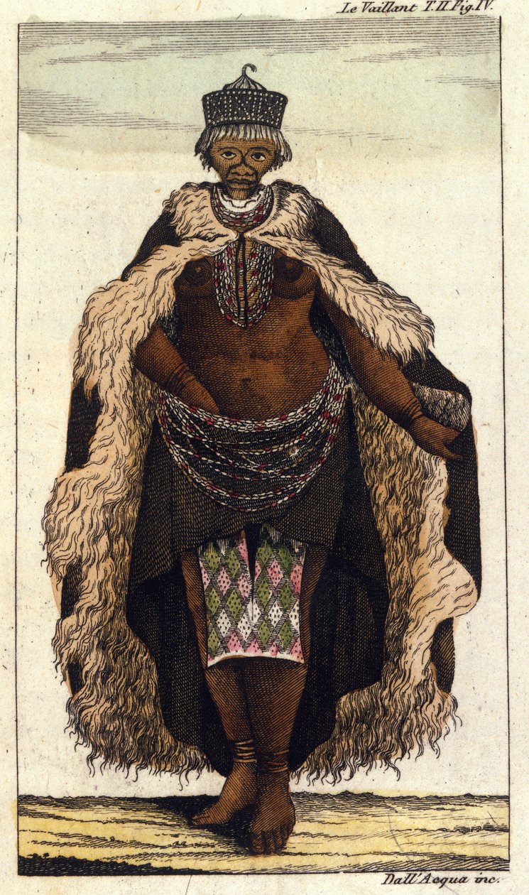 Membre féminin de la tribu sud-africaine des Hottentots, gravure de 1820 - Unknown artist