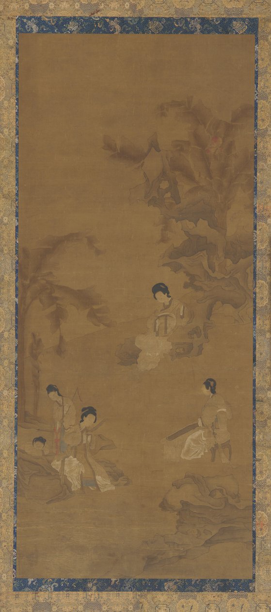Musiciennes dans un jardin sous des palmiers bananiers - Unknown artist
