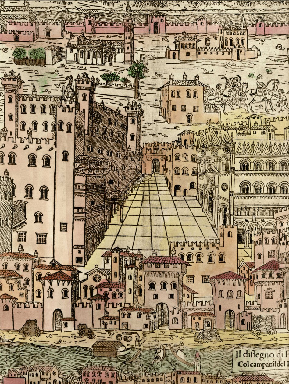 Ferrare : vue de la ville (détail d