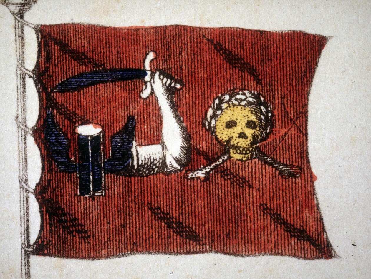 Drapeau des pirates barbares, gravure de la fin du 18ème siècle - Unknown artist