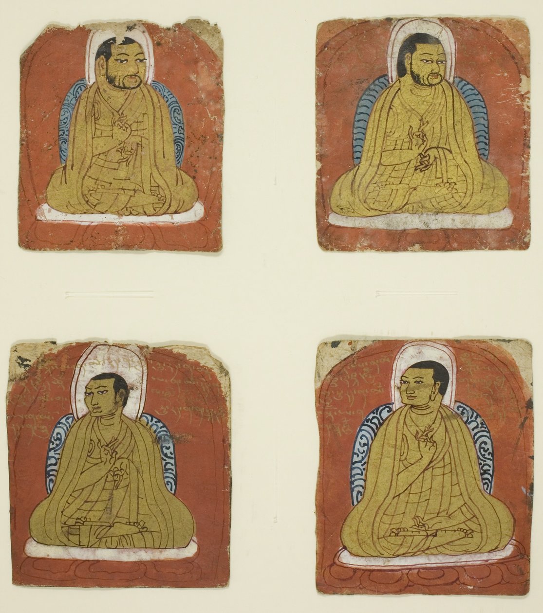 Quatre portraits miniatures inscrits de quatre Lamas - Unknown artist