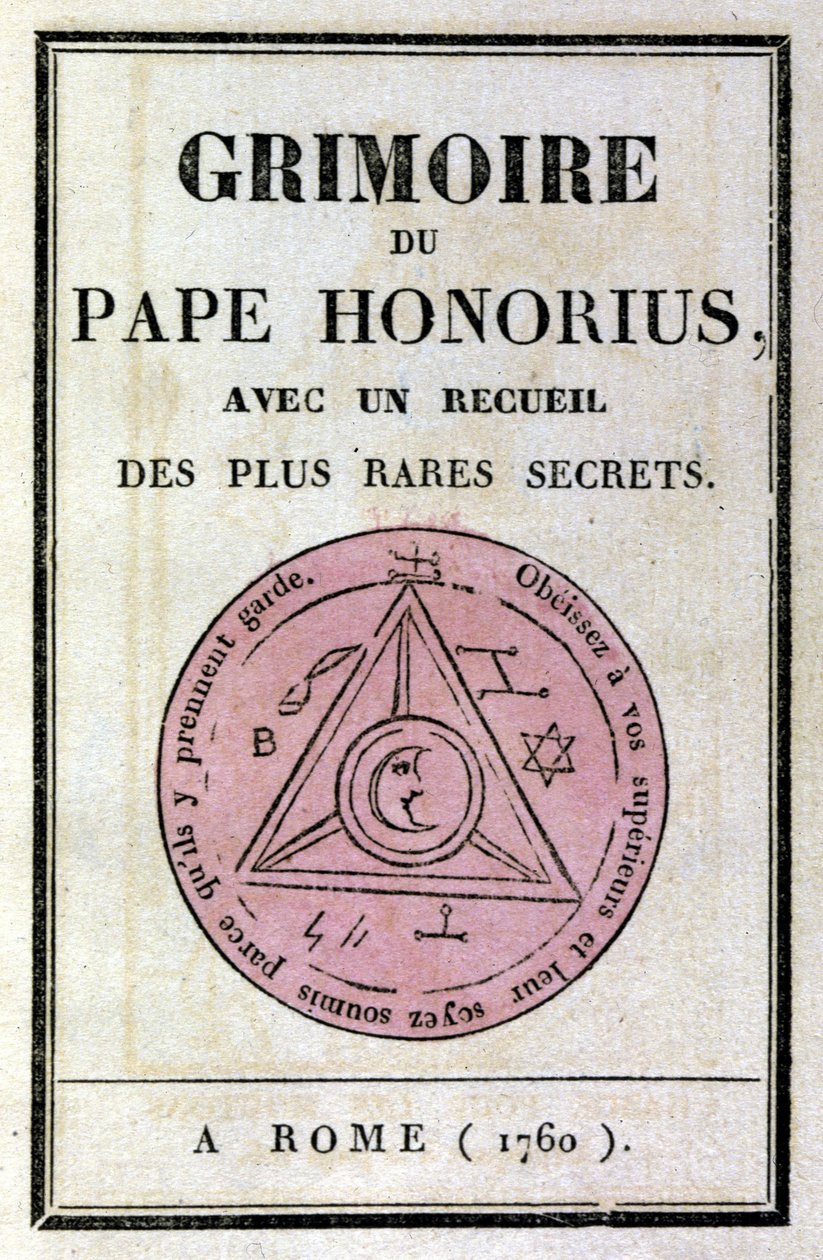 Frontispice du grimoire du pape Honorius utilisé pour invoquer des démons. - Unknown artist