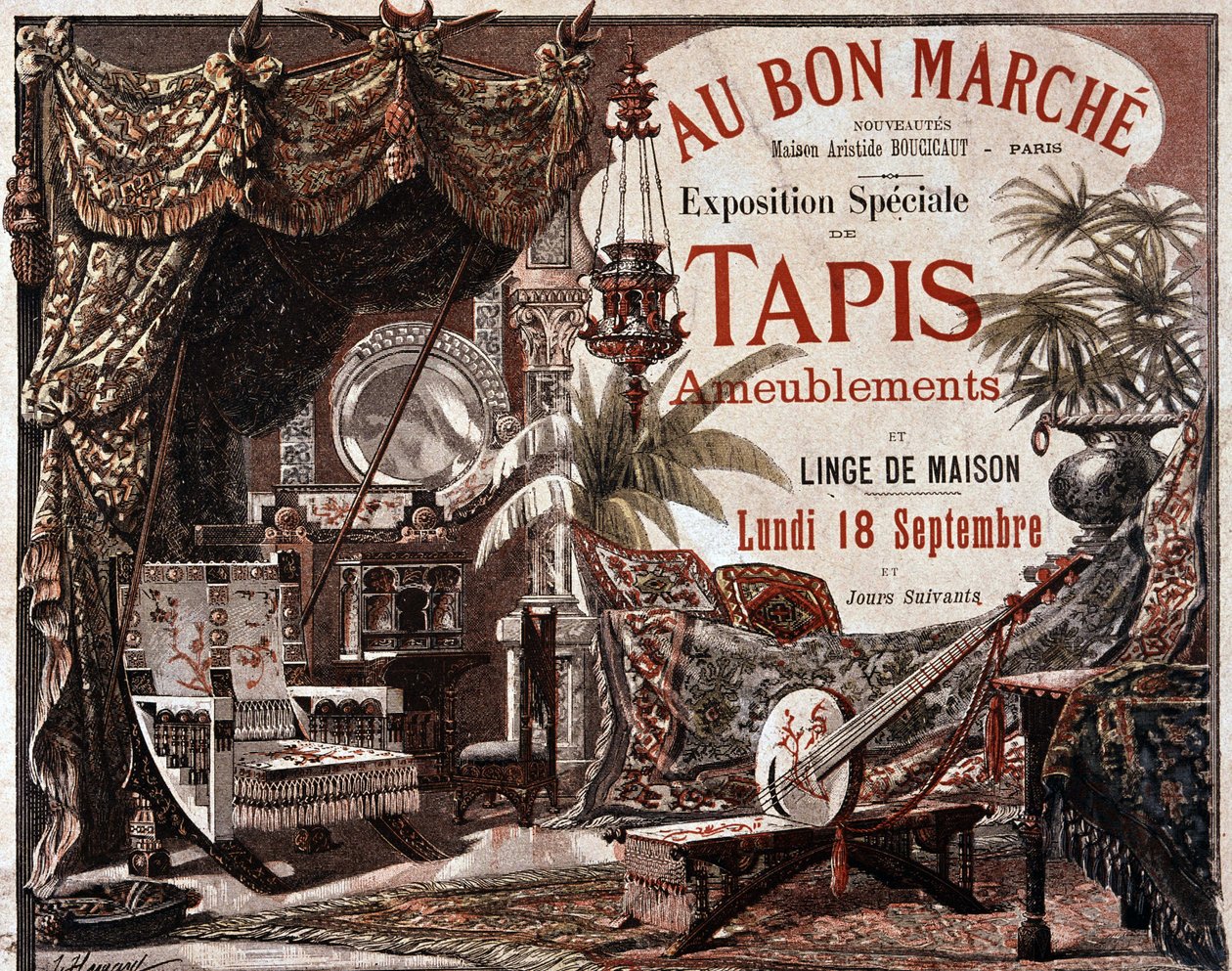 Meubles et tapis de meubles - publicité du magasin "Le bon marché", fin 19ème siècle - Unknown artist