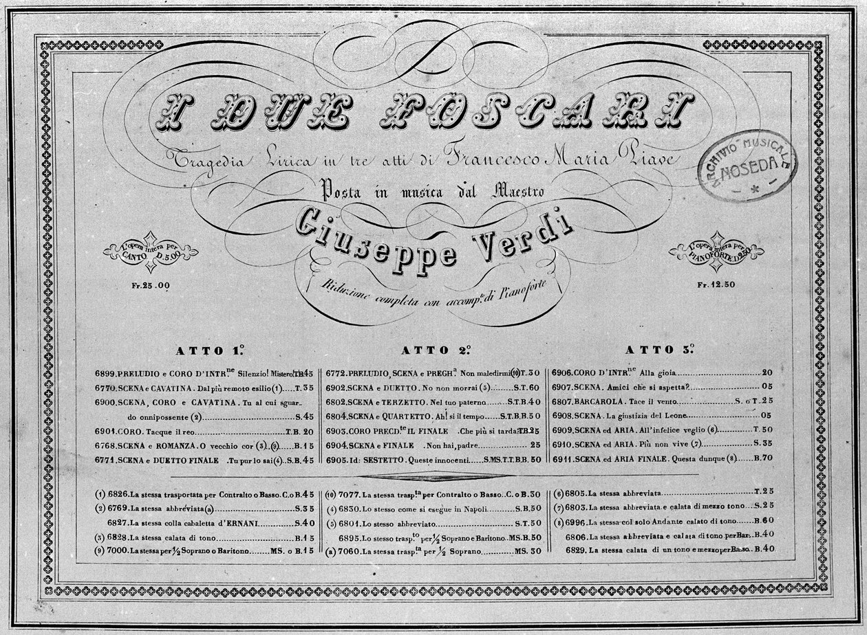 Giuseppe Verdi : partition pour piano de l