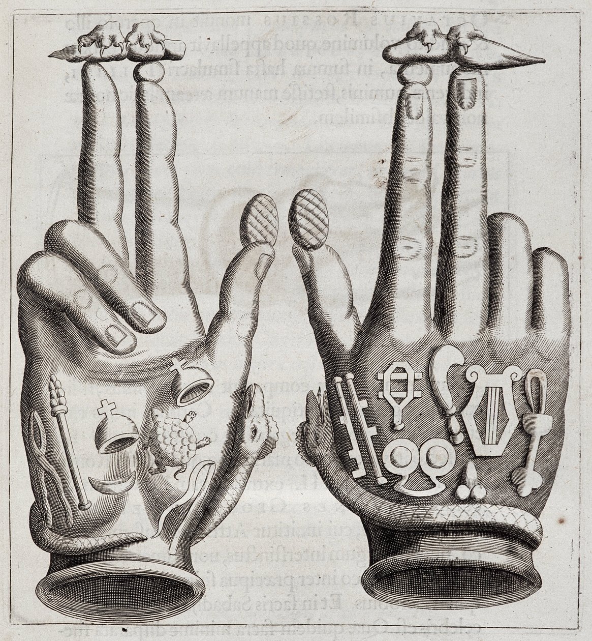 Mains dans "Mensae Isiaca" (discours de la Grande Mère des Dieux, ses sceaux, ses bijoux et amulettes et quelques-unes de ses figures) - Unknown artist