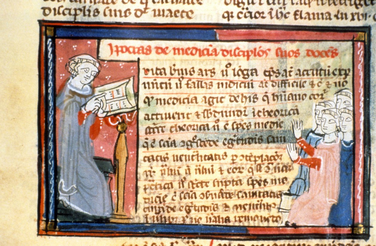 Hippocrate donnant une course - Enluminure du Moyen Âge (ref. 418) - Unknown artist