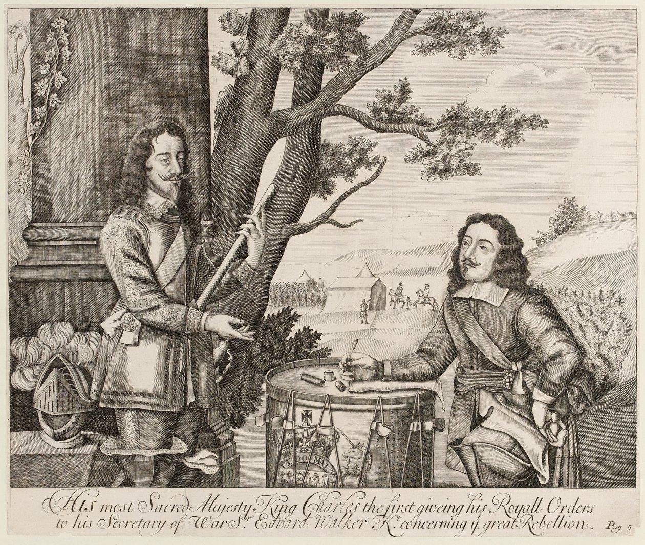 Sa Majesté Sacrée le Roi Charles Ier donnant ses ordres royaux à son secrétaire concernant la grande rébellion - Unknown