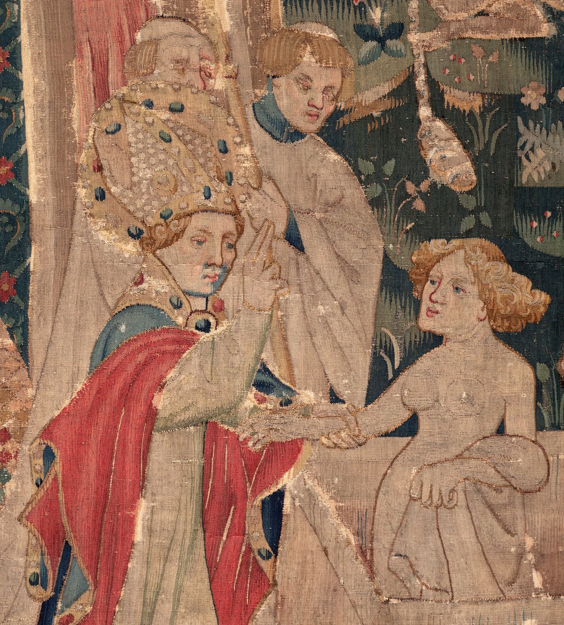 Histoire de Saint Piat et Saint Eleuthère, Scène 12: La résurrection de la fille du tribun (Comment Jehsucrist reclama le bon saint et ressuscita par chy la fille de tribun present son père et le commun). (détail). - Unknown artist
